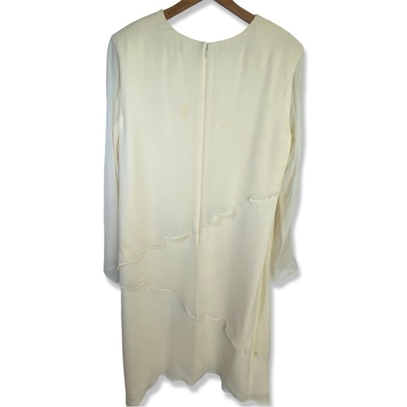 ⭐️VINTAGE Holly Harp for Bergdorf Goodman Silk Chiffon 70s Tiered Shift Dress - Picture 3 of 14